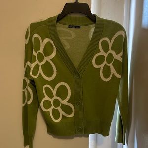 Green flower cardigan